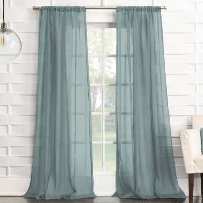 Crinkled Texture Semi-Sheer Rod-Pocket Curtain