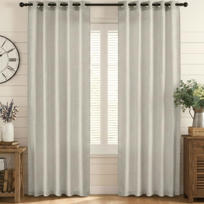 Natural Linen-Look Semi-Sheer Privacy Curtain