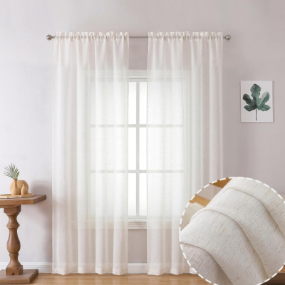 Natural Linen Blend Semi-Sheer Versatile Curtain