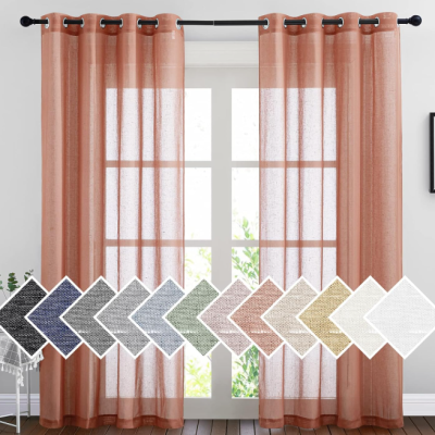 Rustic Linen Semi-Sheer Privacy Sheer Curtain